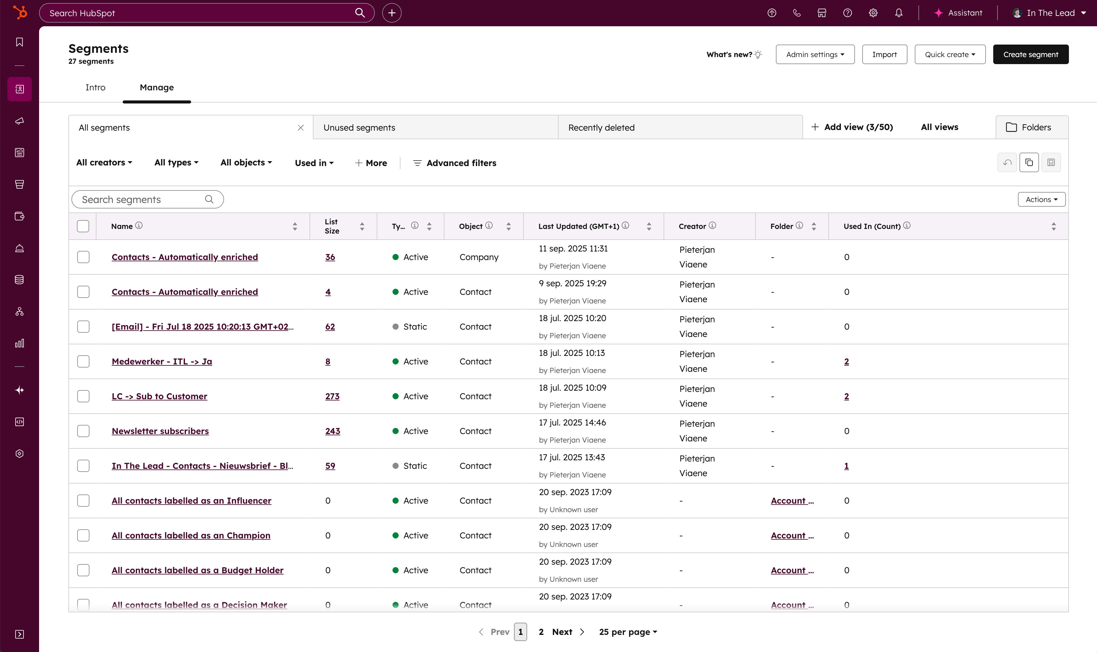 hubspot-lijsten-segmenten